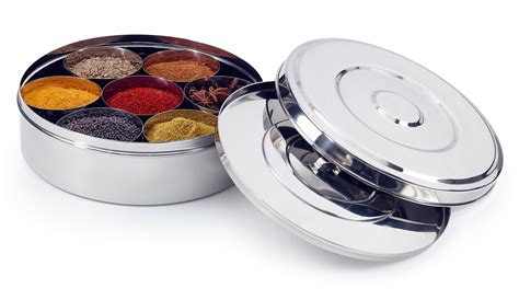 masala dabba stainless steel spice box|masala dabba with two lids.